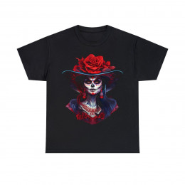 Day of the Dead Sugar Skull T-Shirt, Día de los Muertos, La Catrina, Beautiful Flowers, Mexican Tradition, Ornate Patterns, Vibrant Design