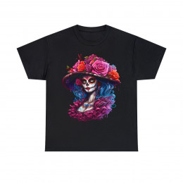 Day of the Dead Sugar Skull T-Shirt, Día de los Muertos, La Catrina, Beautiful Flowers, Mexican Tradition, Ornate Patterns, Vibrant Design